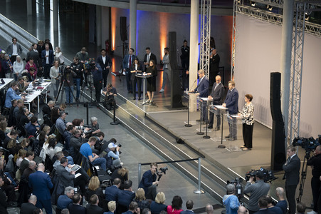 Pressekonferenz von CDU, CSU und SPD in Berlin