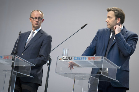 Pressekonferenz von CDU, CSU und SPD in Berlin