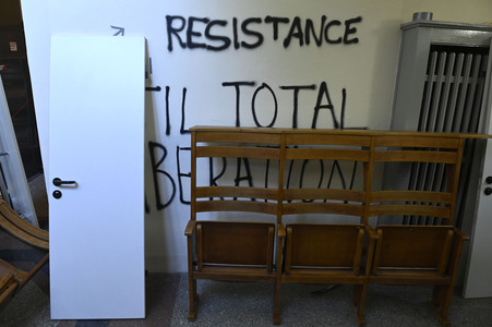Schäden in Hörsaal der Humboldt-Universität nach propalästinensischen Protesten in Berlin