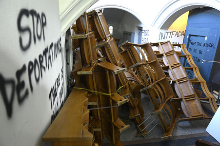 Schäden in Hörsaal der Humboldt-Universität nach propalästinensischen Protesten in Berlin