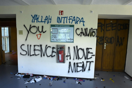 Schäden in Hörsaal der Humboldt-Universität nach propalästinensischen Protesten in Berlin