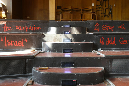 Schäden in Hörsaal der Humboldt-Universität nach propalästinensischen Protesten in Berlin