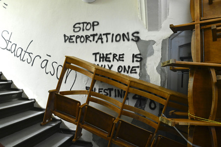 Schäden in Hörsaal der Humboldt-Universität nach propalästinensischen Protesten in Berlin