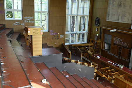 Schäden in Hörsaal der Humboldt-Universität nach propalästinensischen Protesten in Berlin