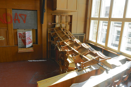 Schäden in Hörsaal der Humboldt-Universität nach propalästinensischen Protesten in Berlin