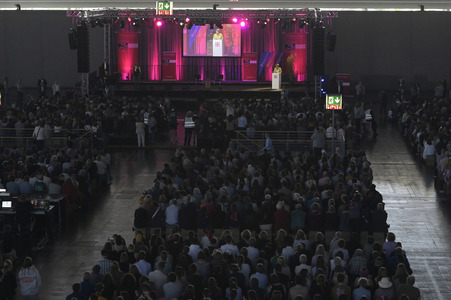 Bibelstunde mit Angela Merkel beim 39. Evangelischen Kirchentag in Hannover