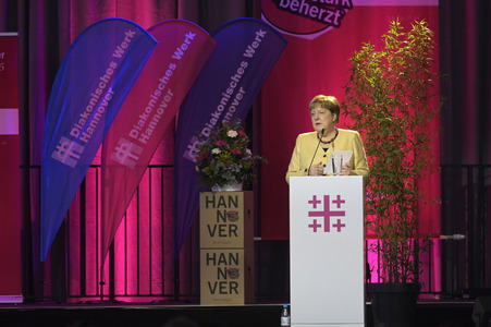 Bibelstunde mit Angela Merkel beim 39. Evangelischen Kirchentag in Hannover