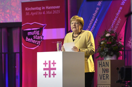 Bibelstunde mit Angela Merkel beim 39. Evangelischen Kirchentag in Hannover