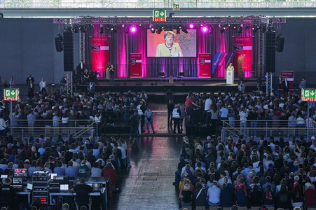 Bibelstunde mit Angela Merkel beim 39. Evangelischen Kirchentag in Hannover