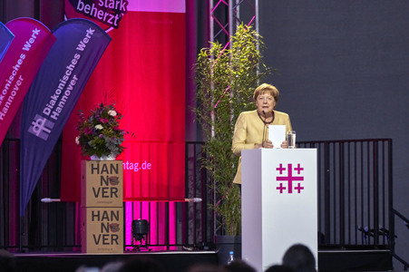 Bibelstunde mit Angela Merkel beim 39. Evangelischen Kirchentag in Hannover