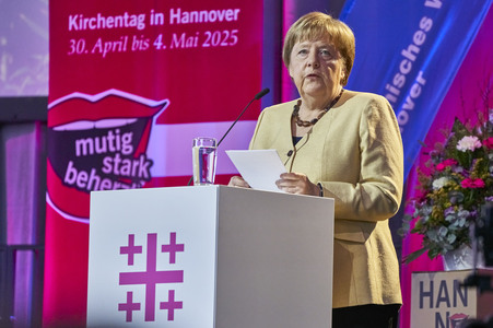 Bibelstunde mit Angela Merkel beim 39. Evangelischen Kirchentag in Hannover