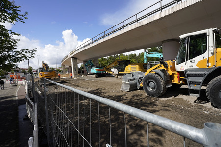 Abriss der kaputten Wuhlheide-Brücke in Berlin