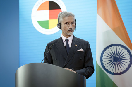 Pressekonferenz des indischen Außenministers und des deutschen Außenministers in Berlin
