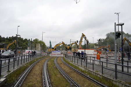 Abriss der kaputten Wuhlheide-Brücke in Berlin