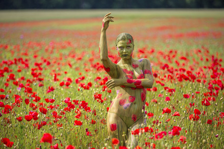 NATURE ART: Rotmohn / Red Poppy Bodypainting
