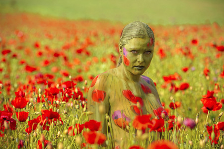 NATURE ART: Rotmohn / Red Poppy Bodypainting