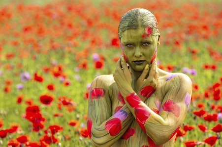 NATURE ART: Rotmohn / Red Poppy Bodypainting