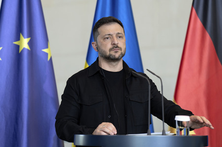 Pressestatement von Selenskyj und Merz in Berlin