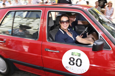 Katarina Witt bei der Oldtimer-Rallye Sachsen Classic in Großenhain