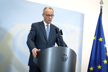 Friedrich Merz und Boris Pistorius beim Pressestatement zu Kabinettsthemen in Berlin