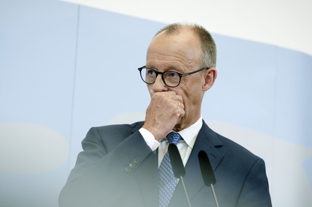 Friedrich Merz und Boris Pistorius beim Pressestatement zu Kabinettsthemen in Berlin