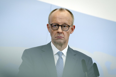 Friedrich Merz und Boris Pistorius beim Pressestatement zu Kabinettsthemen in Berlin