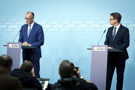 Pressekonferenz zu den Ergebnissen der Präsidiumsklausur mit dem Bundeskanzler und Parteivorsitzenden der CDU in Berlin