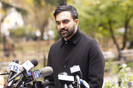 Pressekonferenz mit Zohran Mamdani in New York