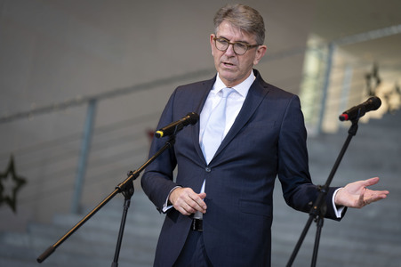 Pressestatment mit Wolfram Weimer nach dem Treffen mit Musikerinnen und Musikern im Kanzleramt in Berlin