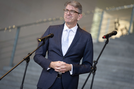 Pressestatment mit Wolfram Weimer nach dem Treffen mit Musikerinnen und Musikern im Kanzleramt in Berlin