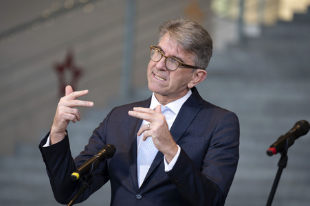 Pressestatment mit Wolfram Weimer nach dem Treffen mit Musikerinnen und Musikern im Kanzleramt in Berlin