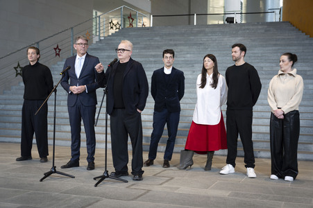 Pressestatment mit Wolfram Weimer nach dem Treffen mit Musikerinnen und Musikern im Kanzleramt in Berlin
