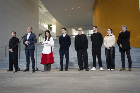 Pressestatment mit Wolfram Weimer nach dem Treffen mit Musikerinnen und Musikern im Kanzleramt in Berlin