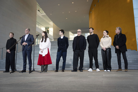 Pressestatment mit Wolfram Weimer nach dem Treffen mit Musikerinnen und Musikern im Kanzleramt in Berlin