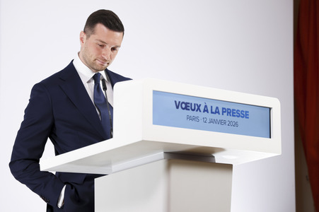 Pressekonferenz mit Jordan Bardella in Paris