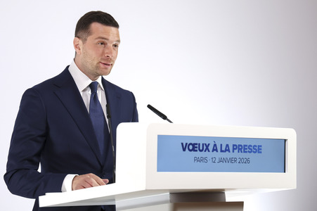 Pressekonferenz mit Jordan Bardella in Paris