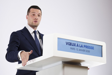 Pressekonferenz mit Jordan Bardella in Paris