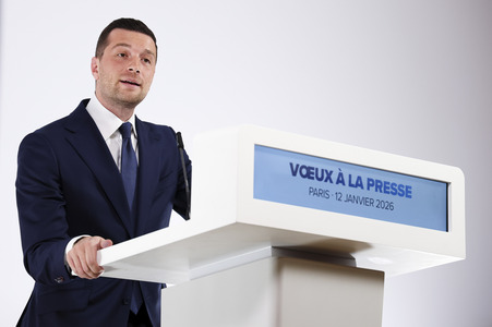 Pressekonferenz mit Jordan Bardella in Paris