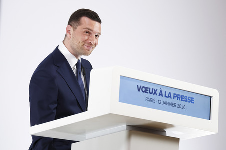 Pressekonferenz mit Jordan Bardella in Paris