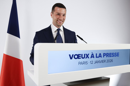 Pressekonferenz mit Jordan Bardella in Paris