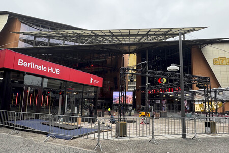 Aufbauarbeiten zur Berlinale 2026 in Berlin