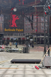 Aufbauarbeiten zur Berlinale 2026 in Berlin