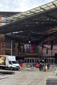 Aufbauarbeiten zur Berlinale 2026 in Berlin