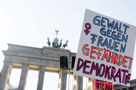 Demonstration vom Feminist Fight Club in Berlin