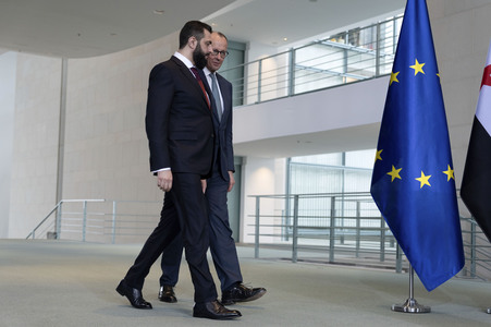 Empfang des Übergangspräsidenten von Syrien im Kanzleramt in Berlin