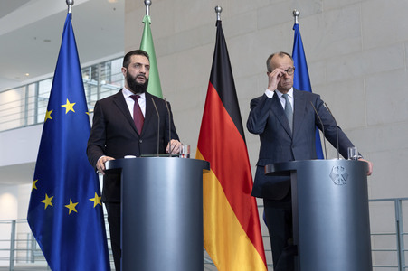 Empfang des Übergangspräsidenten von Syrien im Kanzleramt in Berlin