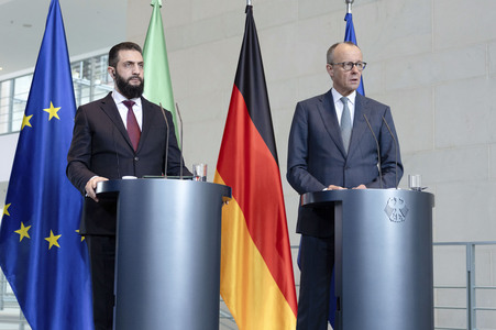 Empfang des Übergangspräsidenten von Syrien im Kanzleramt in Berlin