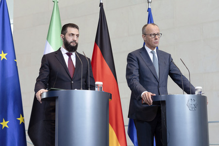 Empfang des Übergangspräsidenten von Syrien im Kanzleramt in Berlin