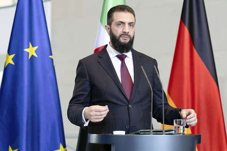 Empfang des Übergangspräsidenten von Syrien im Kanzleramt in Berlin