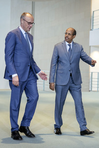 Pressestatement von Friedrich Merz und Mahamud Ali Jussuf  in Berlin